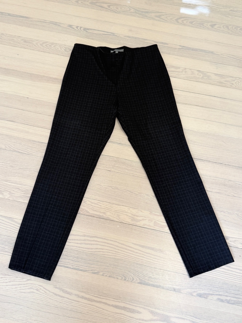 ELLIOTT LAUREN Women’s Black Plaid Print Elastic Waist Pull On Ponte Pants